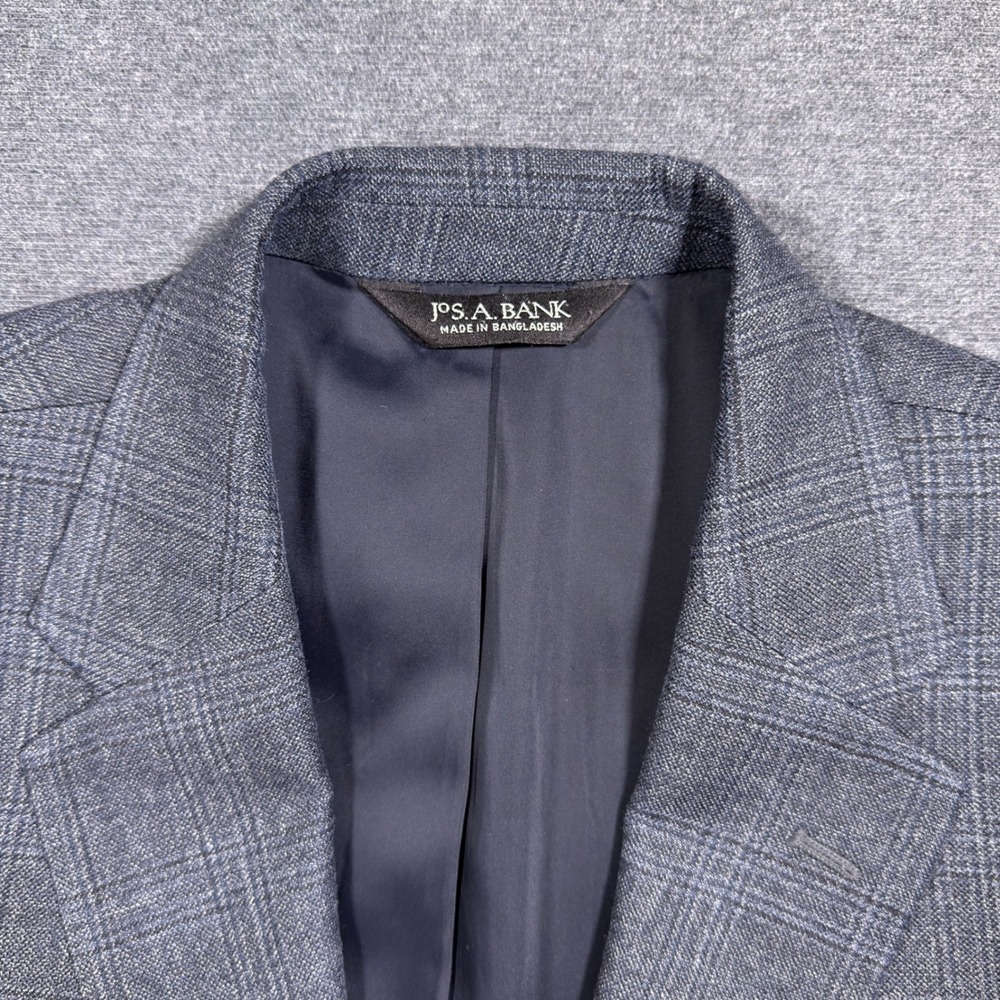 Jos. A. Bank Blazer Mens 42R Gray Plaid Silk Wool Traveler Summer Sport Coat - Picture 6 of 12